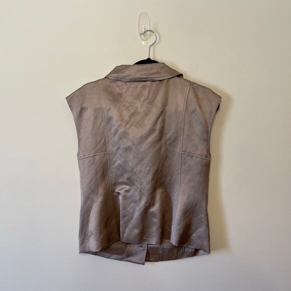 1990s Vintage 4 Vest metallic button down champagne button down biker punk rock - Picture 5 of 7